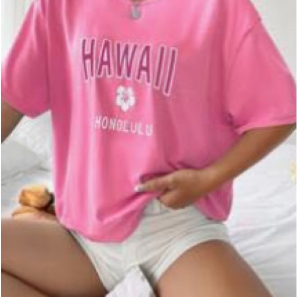 SHEIN Pink Oversized Boxy Tee